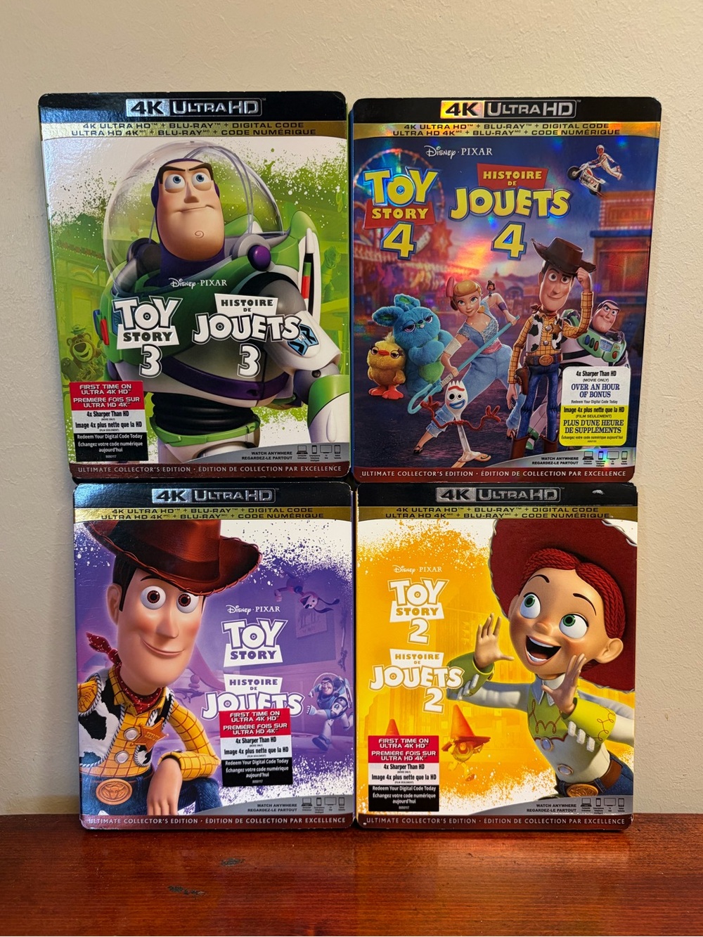 Toy Story 1-4 4k + Blu Ray with Slipcovers